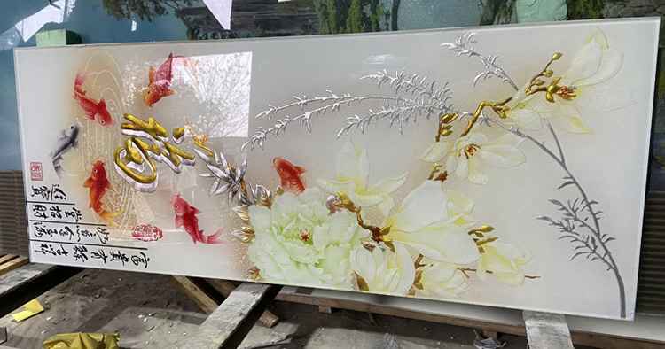 彩釉艺术山水画彩绘玻璃