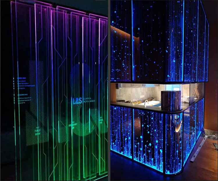 水晶激光内雕景观展示发光玻璃