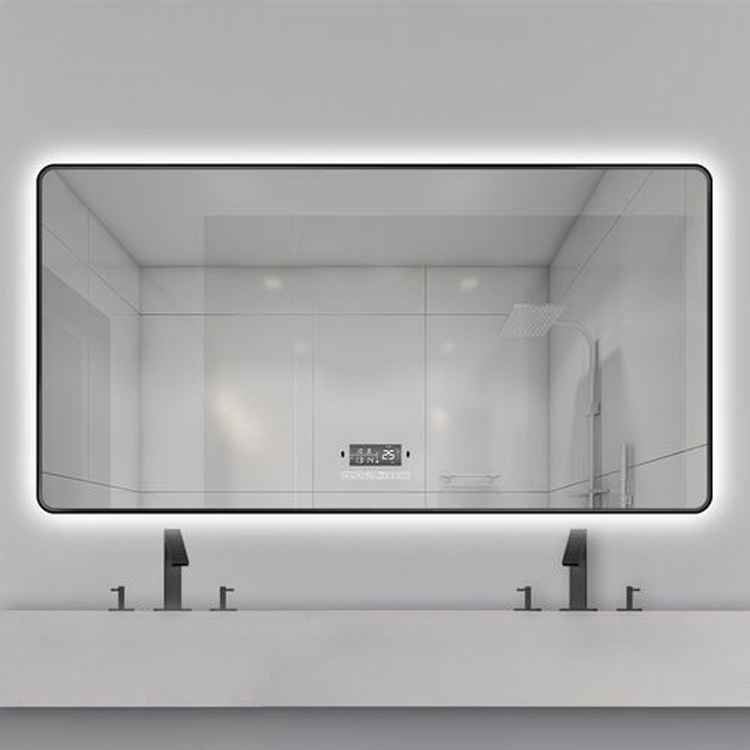 竖款直角包边人体感应智能浴室镜子