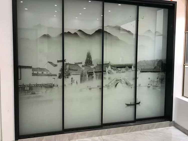 中式进门玄关双层夹娟玻璃