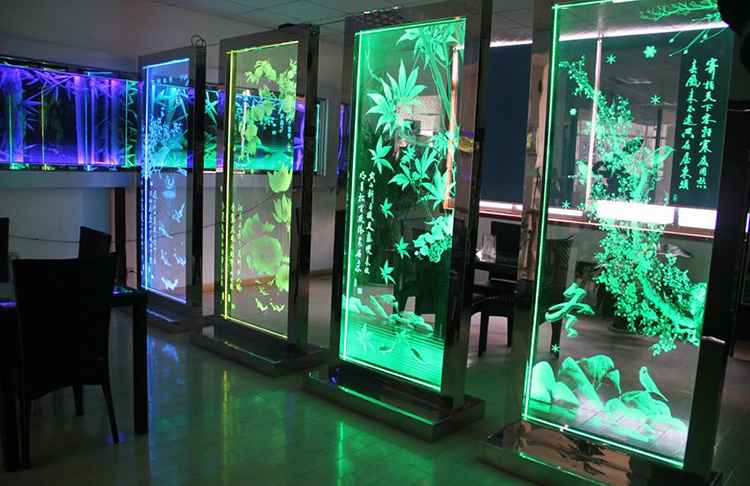 环保喷砂刻字3D激光内雕发光艺术玻璃