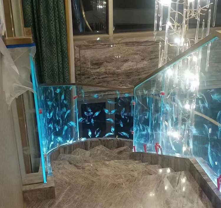 钢化玻璃隔断激光内雕护栏玻璃