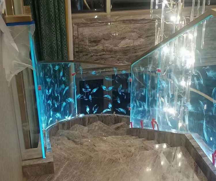 玄关水晶立体雕刻激光内雕护栏玻璃