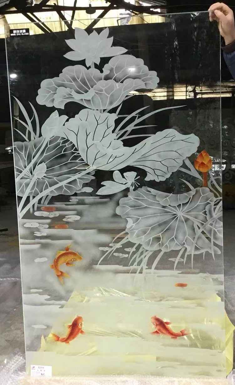 客厅3D立体感深雕玻璃