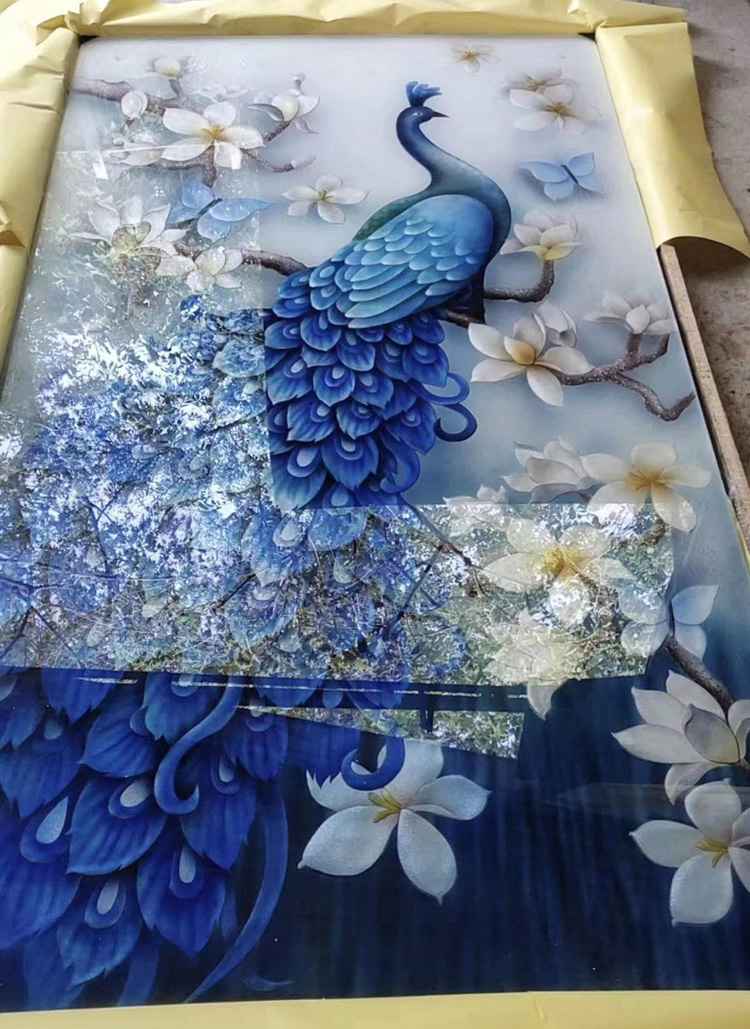 新中式艺术彩绘打印玻璃