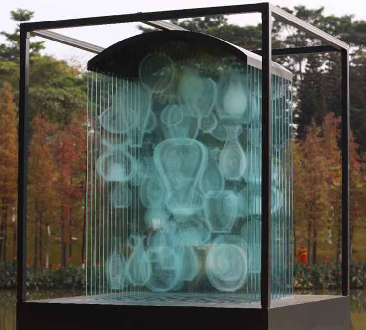 水晶激光内雕景观展示发光玻璃