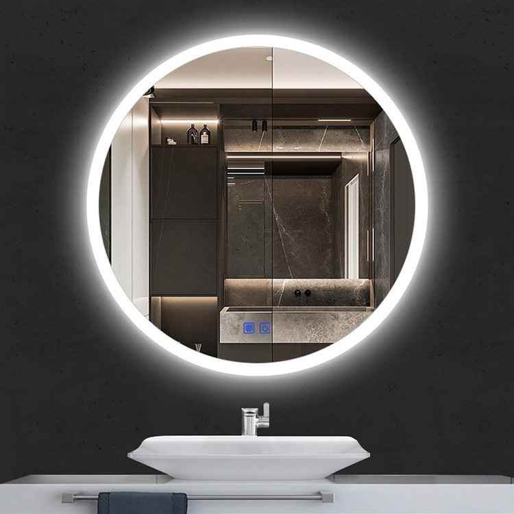 洗手间发光圆形智能浴室镜子