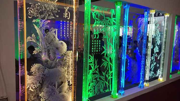 酒吧饭店ktv商场立体激光内雕护栏玻璃